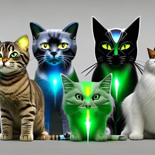 Emerald Lightning Cat as Digital Art