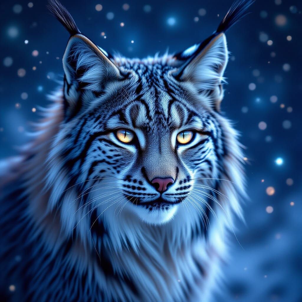 Ethereal Lynx Portrait in Cosmic Surrealism