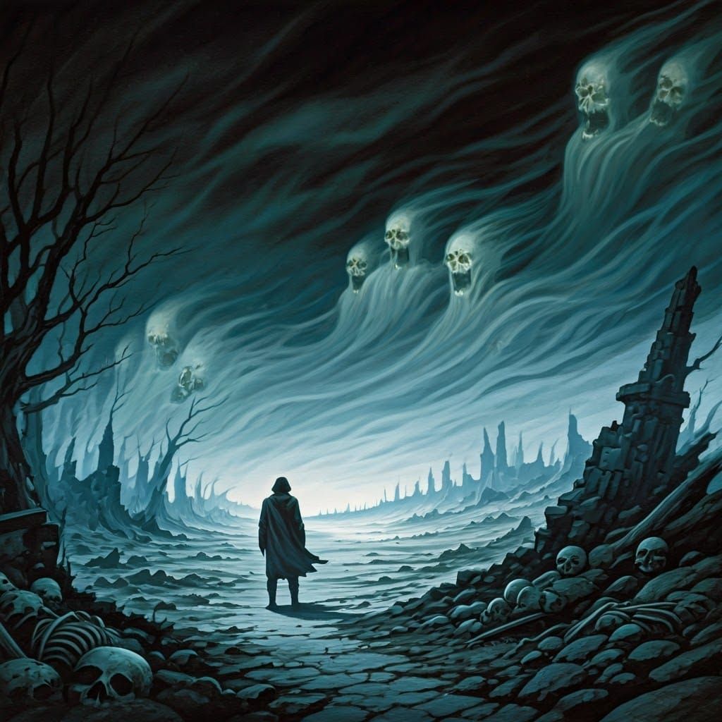 Dark Fantasy Battlefield in 1970s D&D Style