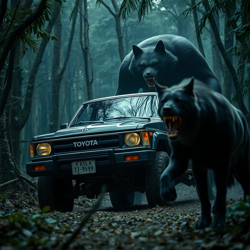 Toyota Hilux in a Dark Jungle Adventure