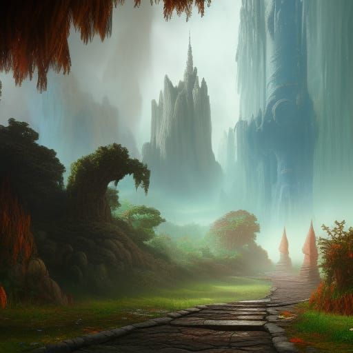 Fantastical Path Choice in Detailed Matte Painting