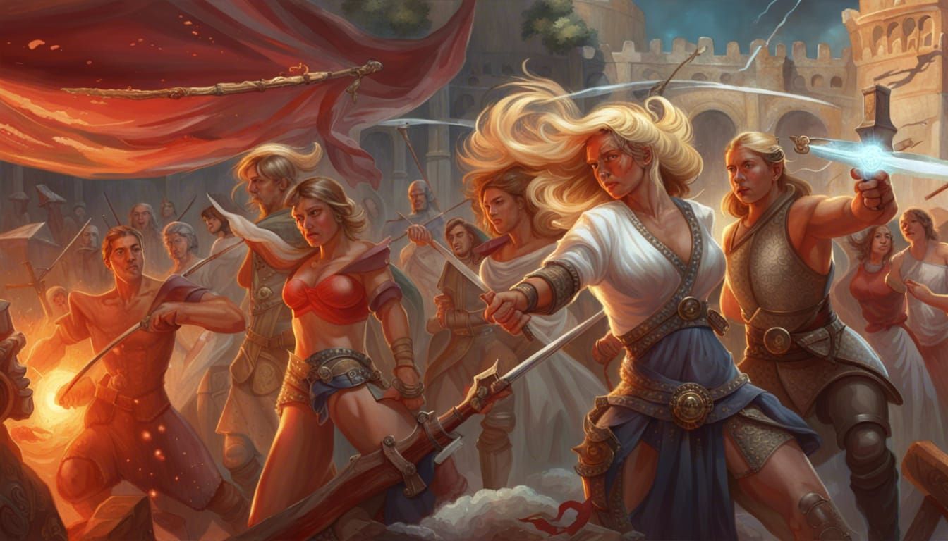 Retro-Futuristic Battle at the Coliseum: Dark Fantasy Concep...