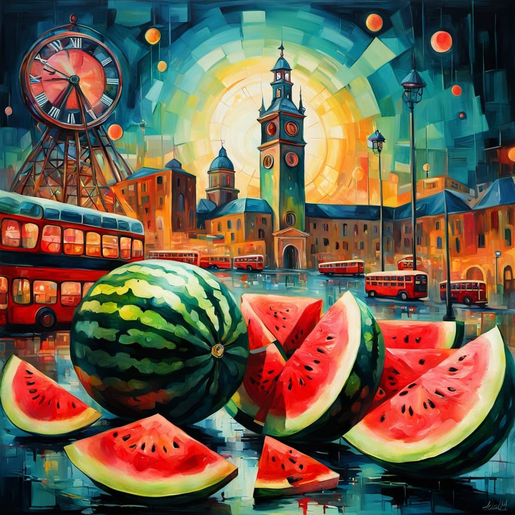 Surreal Watermelon Reveals London, Double Exposure