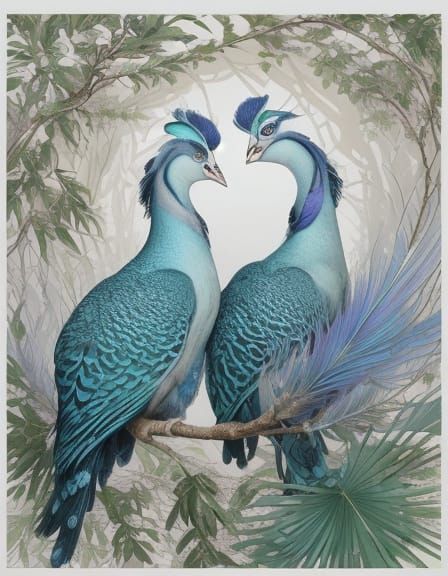 Hyper-Realistic Peafowl Perched in a Vibrant Optical Illusio...