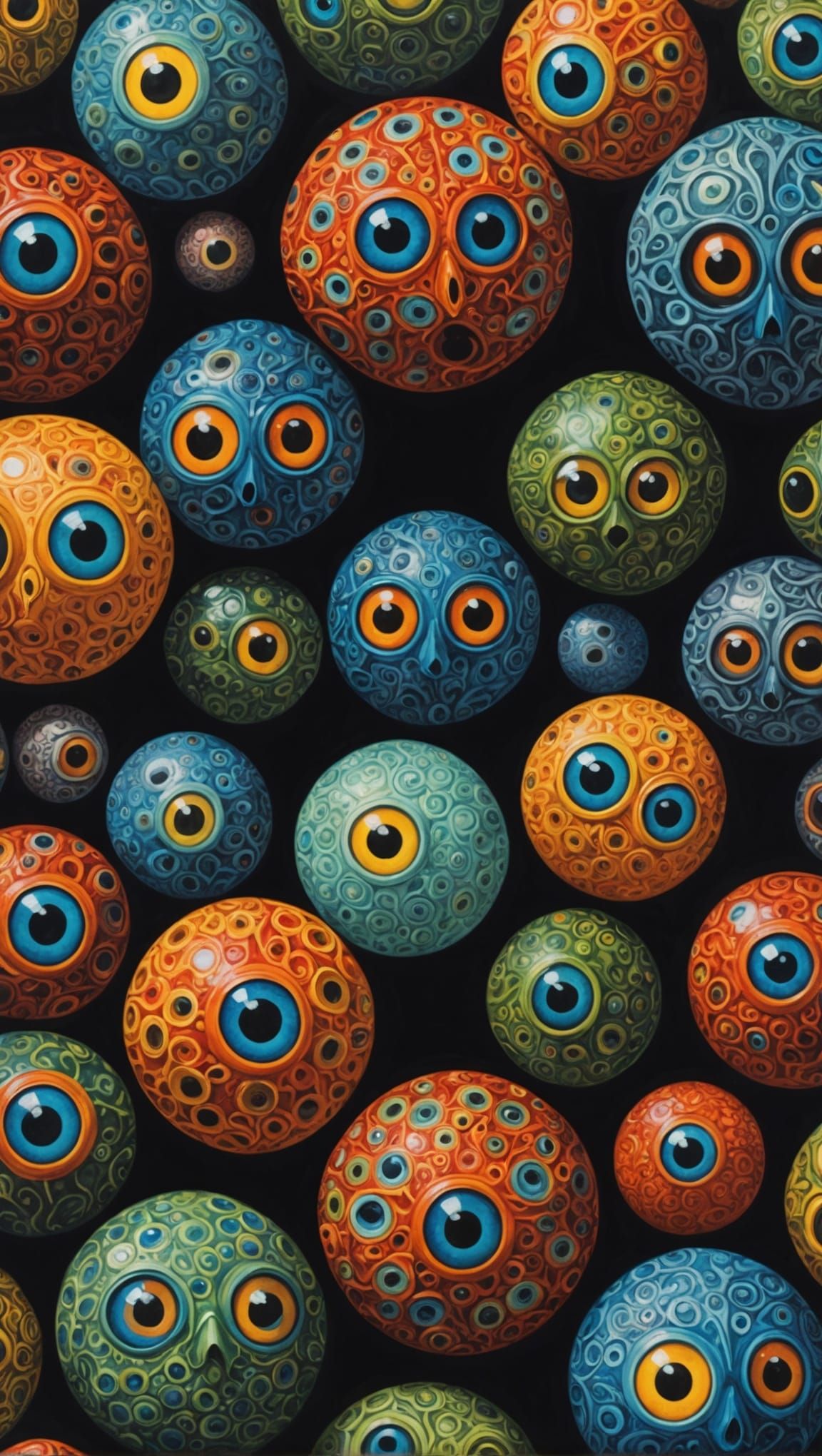 Detailed Gouache Painting of an Eyeball Sphere