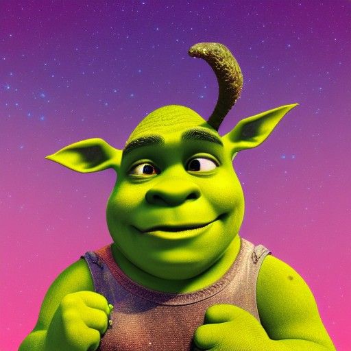 Shrek and Donkey in Cosmic Astral Illustration