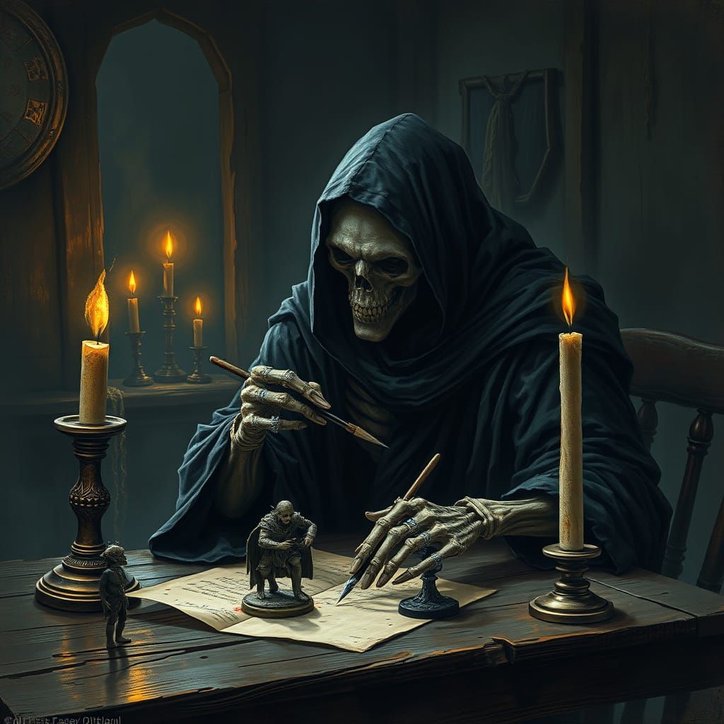 Skeletal Lich Paints Miniatures in Dark, Gothic Style