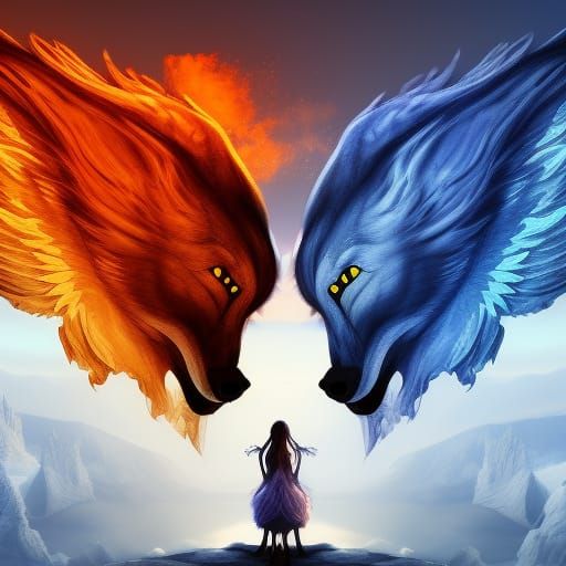 Wolf couple (fire and ice)