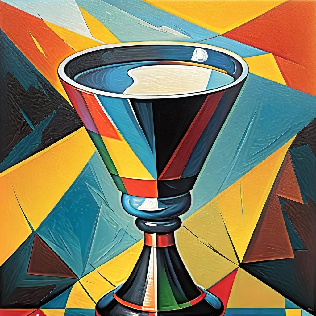 Abstract Cubist Holy Chalice in Geometric Style