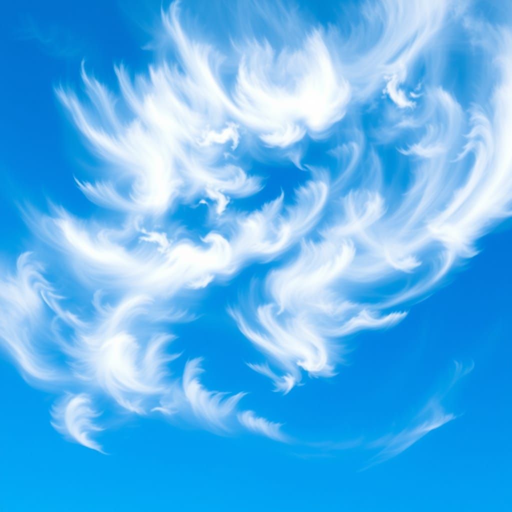 Cubist Blue Sky with Fragmented Clouds