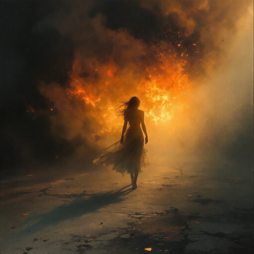 Atmospheric Street Scene with Dissolving Figures