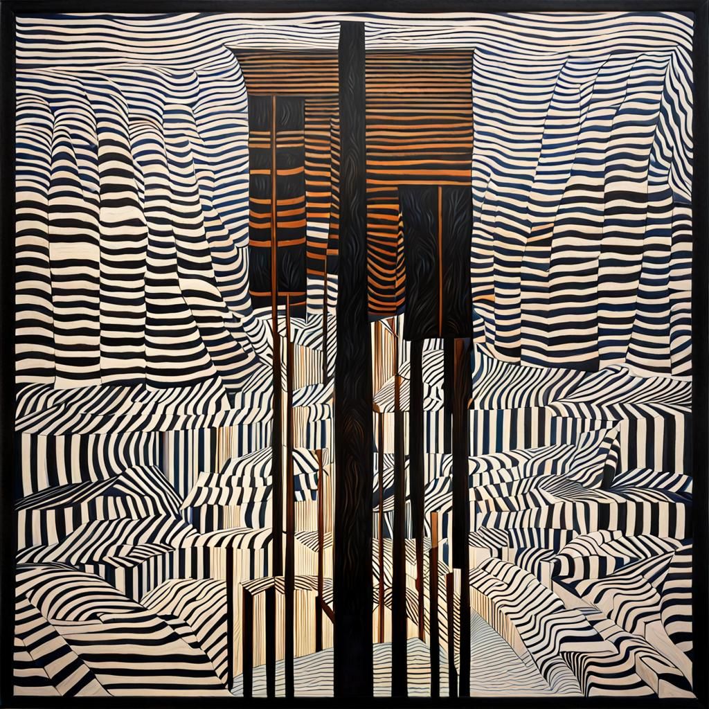 Hypnotic Abstract Illusion Painting with Stripes