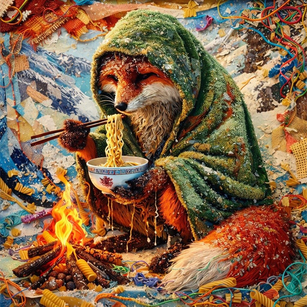 Vibrant Mixed Media Collage with Rich Textures