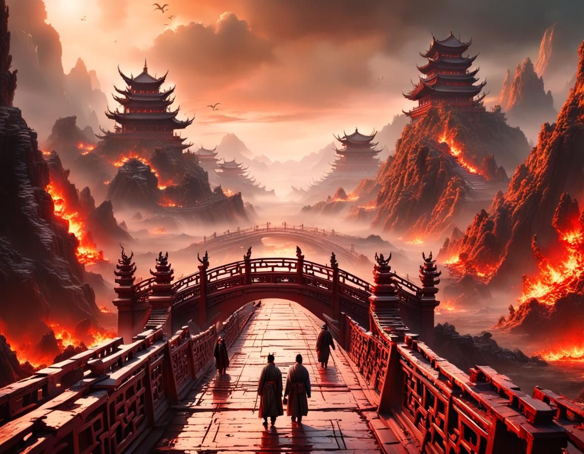 Broken Bridge of Hell: Cinematic Digital Painting