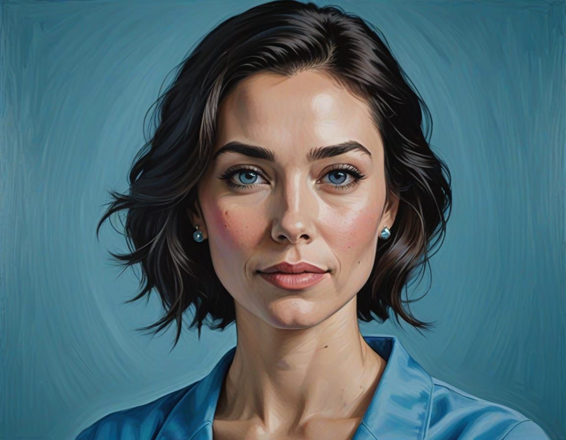 Portrait of her in cerulean blue