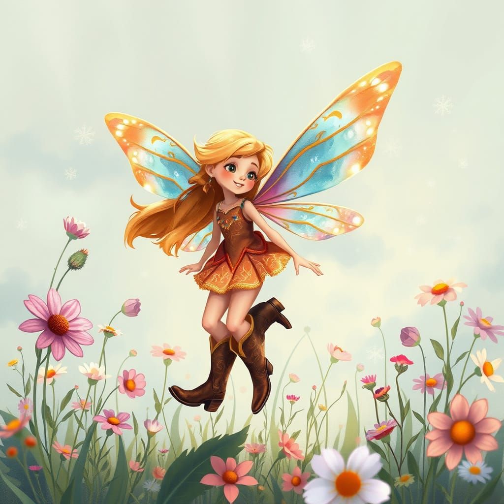 Whimsical Fairy in Cowboy Boots