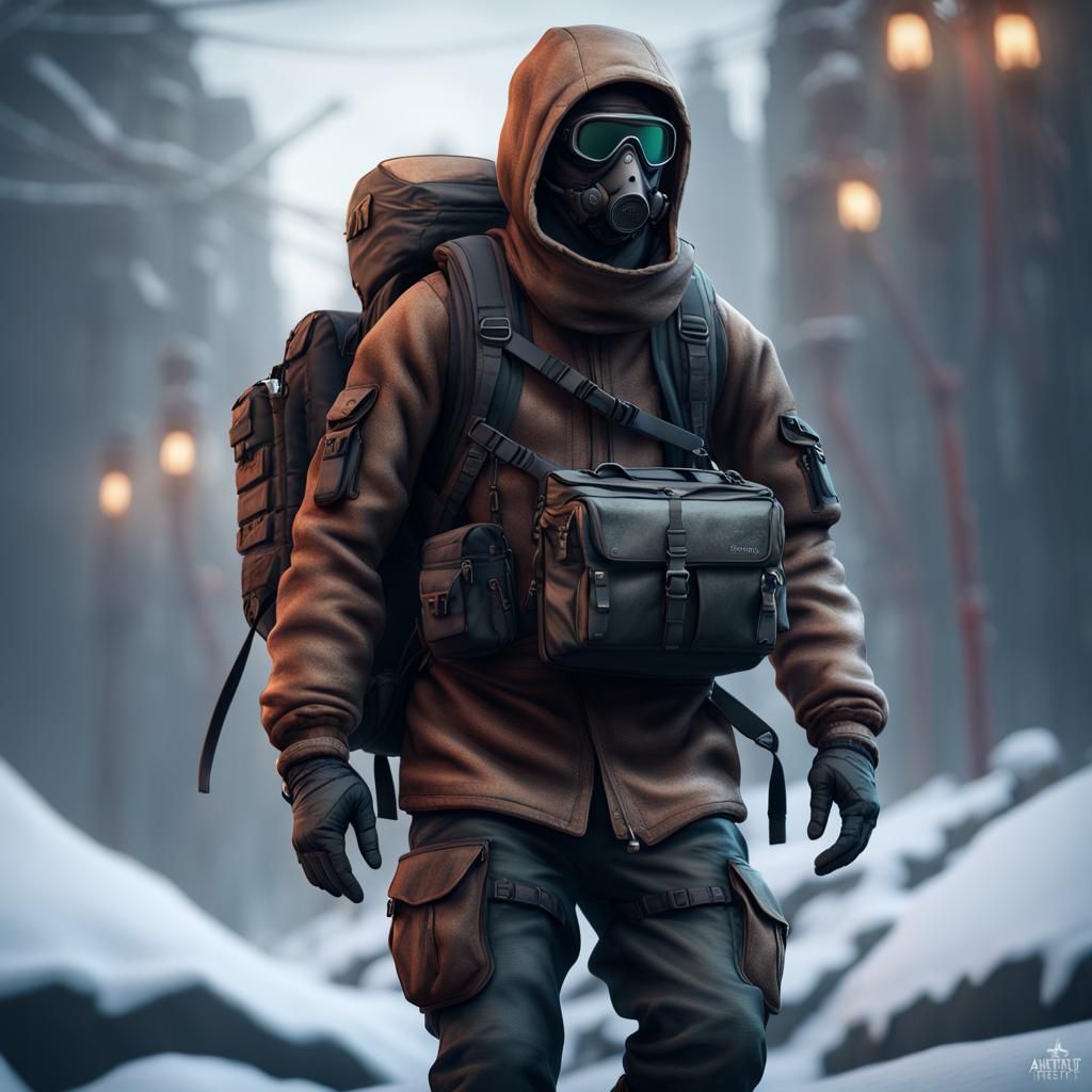 Man with Tactical Gear in Detailed Matte Painting