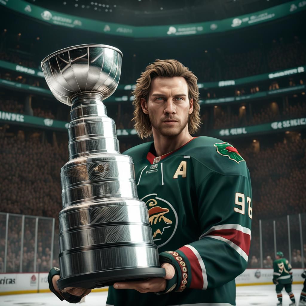 Minnesota Wild Player Celebrates Stanley Cup Win