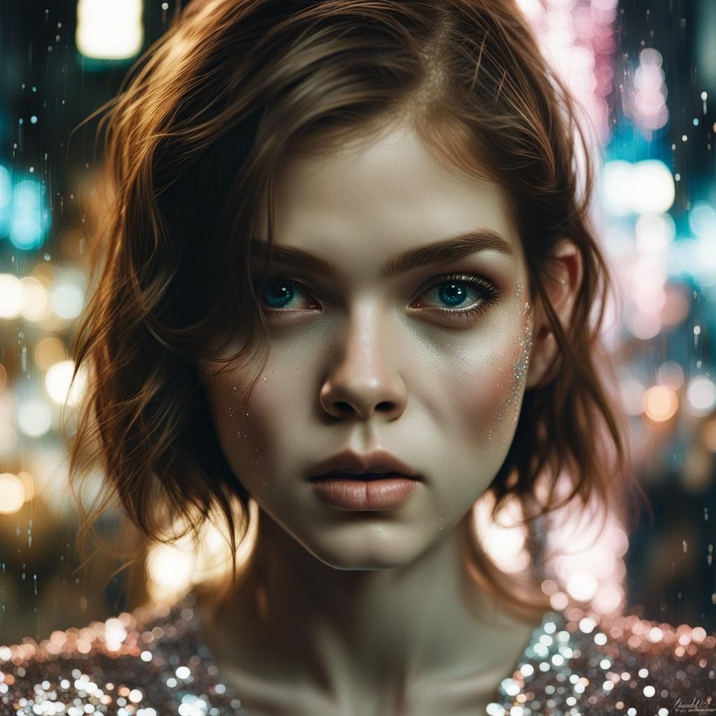 Glittering Manhwa Portrait of a Beautiful Woman