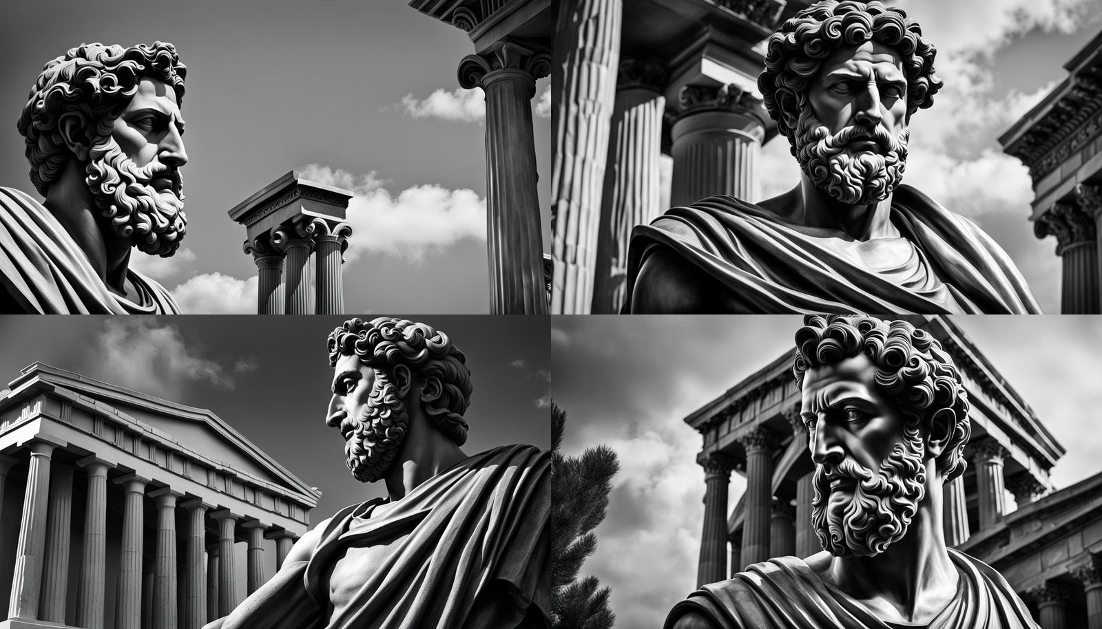 Ancient Greek Stoic Society in Black and White