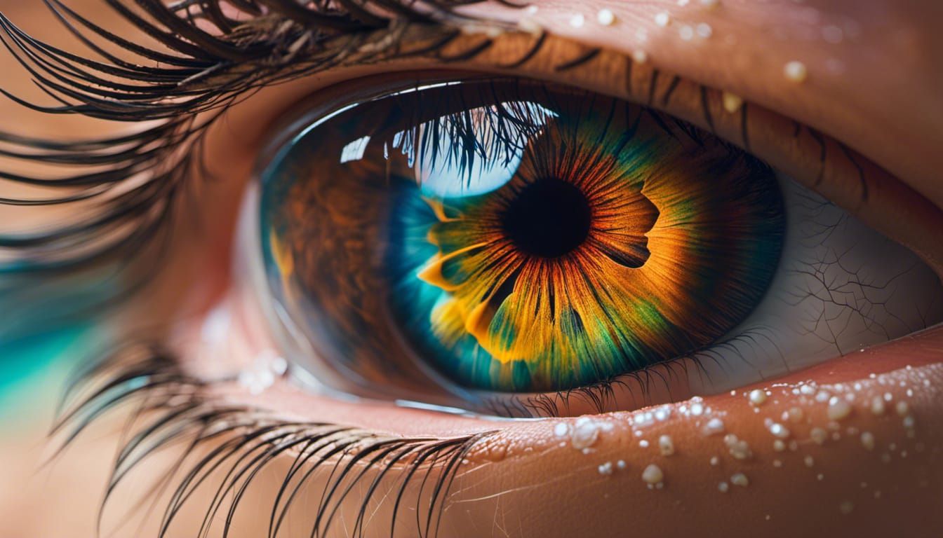 Surreal Eyeball Adorned with Flora in Desert Landscape