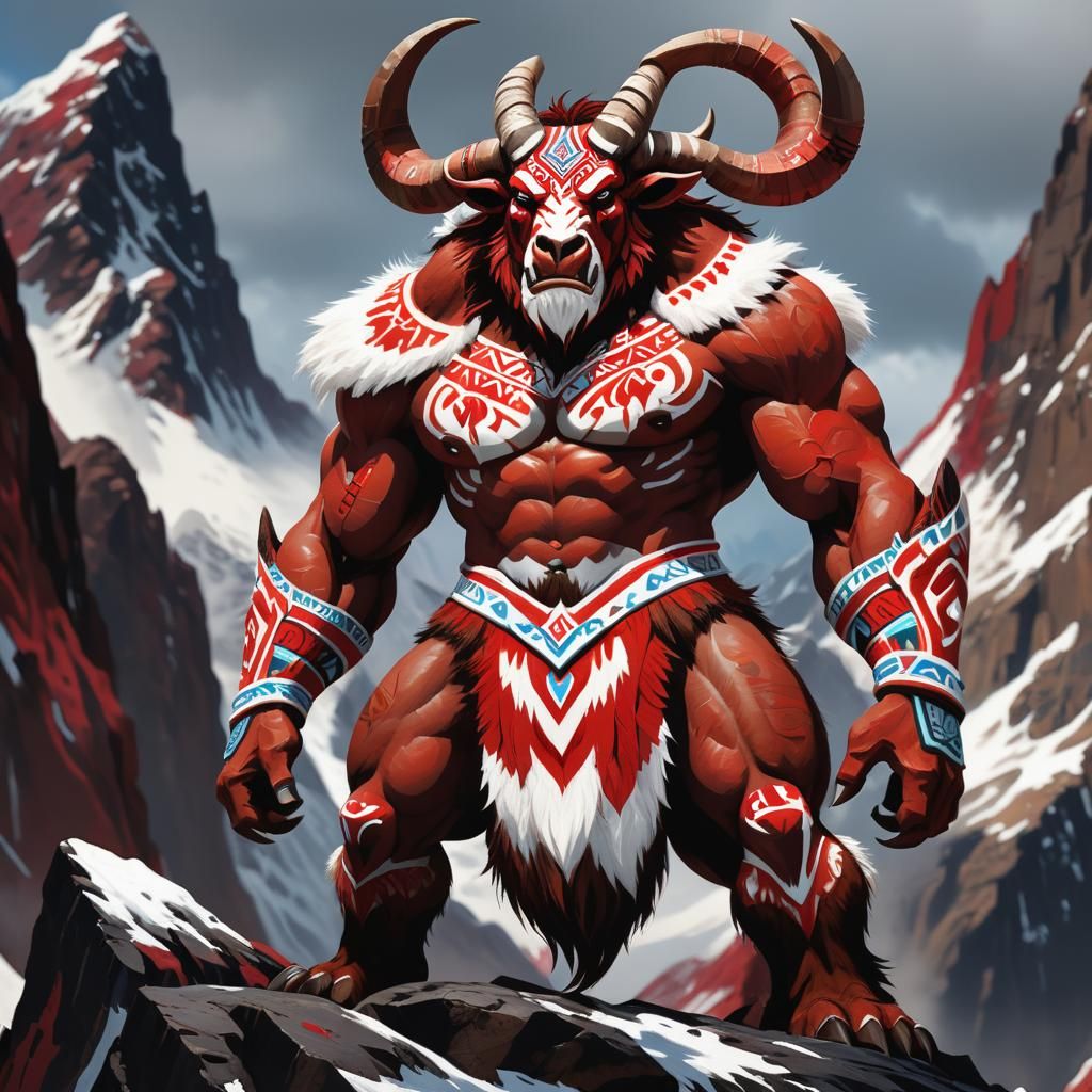 Epic Minotaur Warrior on Mountain Peak