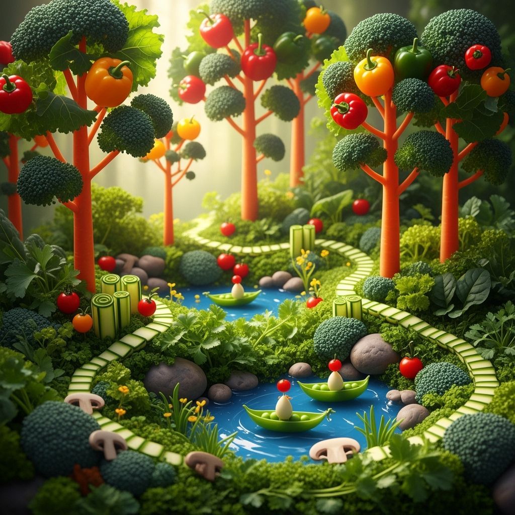 Vegetable Forest Diorama: A Whimsical Food Landscape