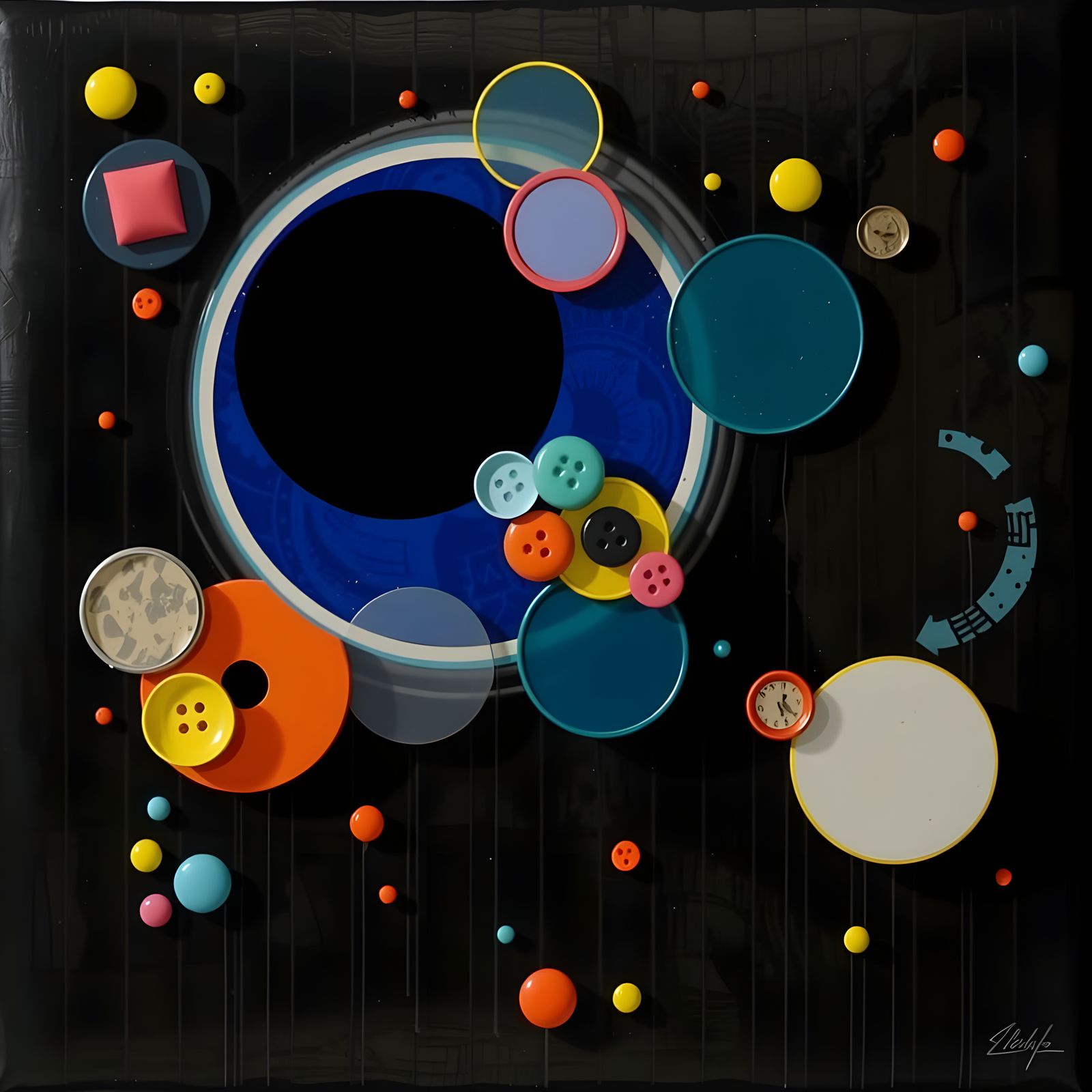 Vibrant Kandinsky-Inspired Circles in Neon futurescape