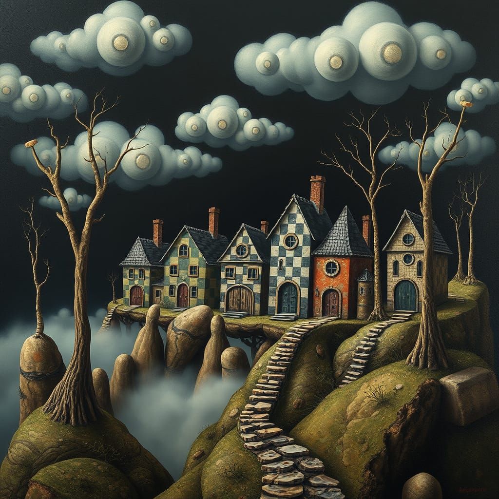Surreal Village in Jacek Yerka Style