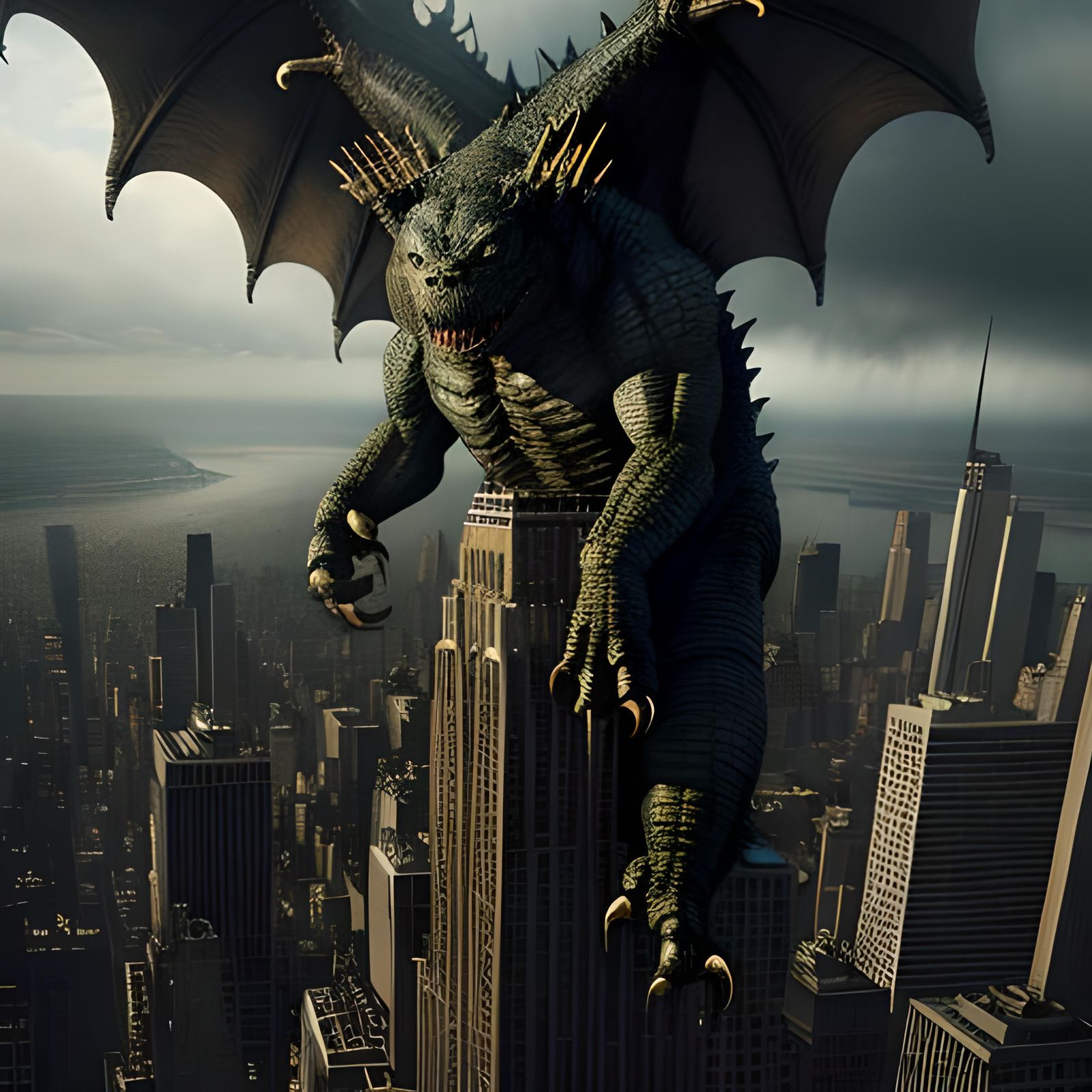 Godzilla Climbs Empire State Building: Digital Matte Paintin...