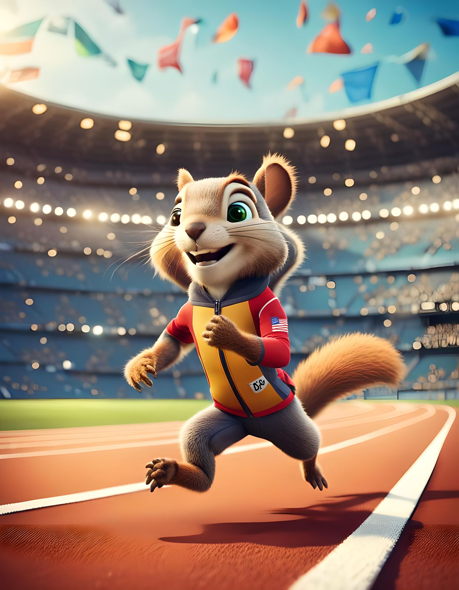 Squirrel Athlete Runs in Anime Style Olympics