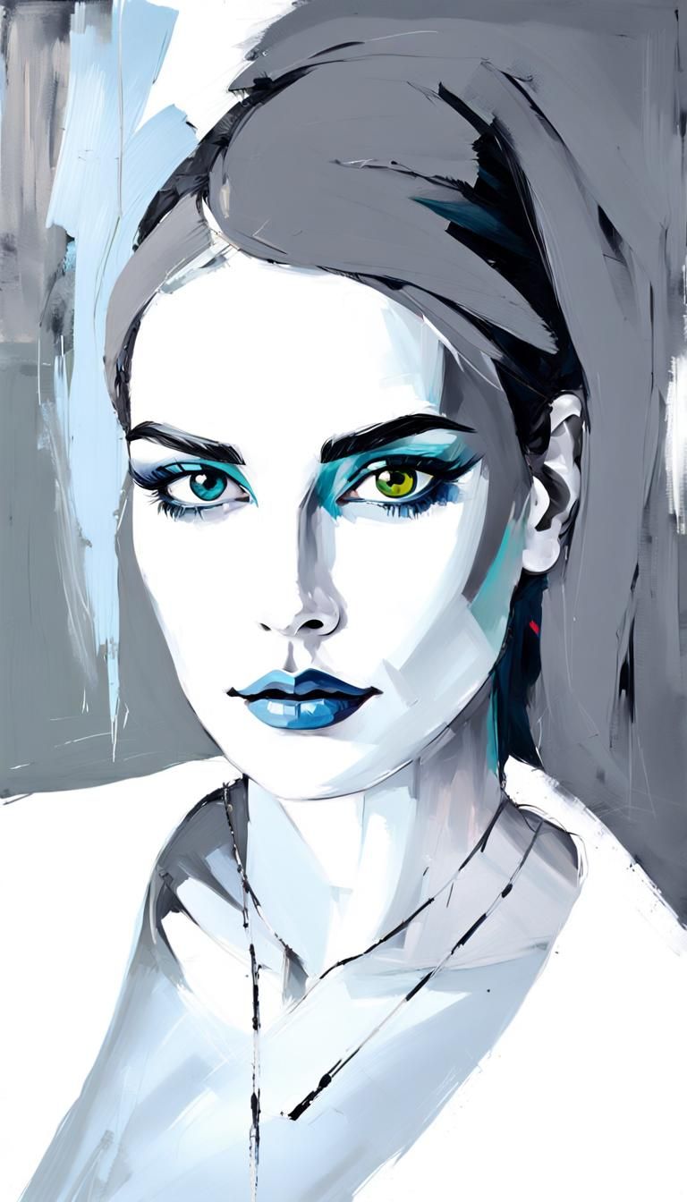 Pop-Expressionism Oil Painting of a Woman Smiling