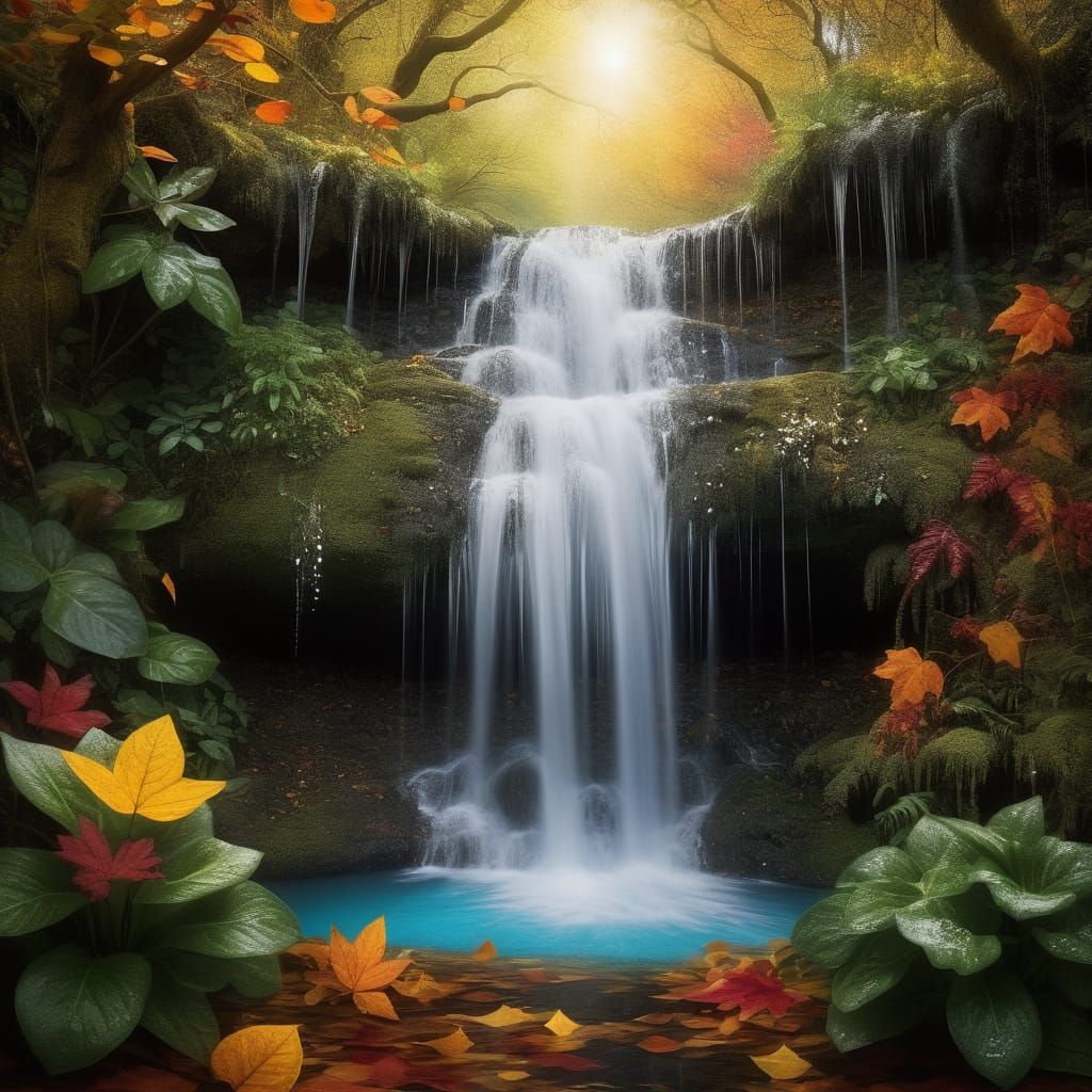 Surreal Four Seasons Landscape with Indoor Jungle