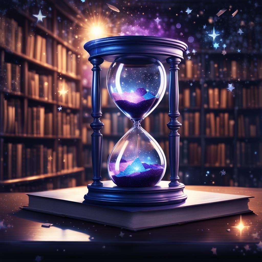 Hourglass of Stars in Digital Illustration Style