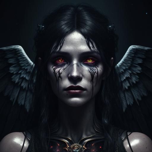 Dark Fantasy Woman with Wings and Telekinetic Power