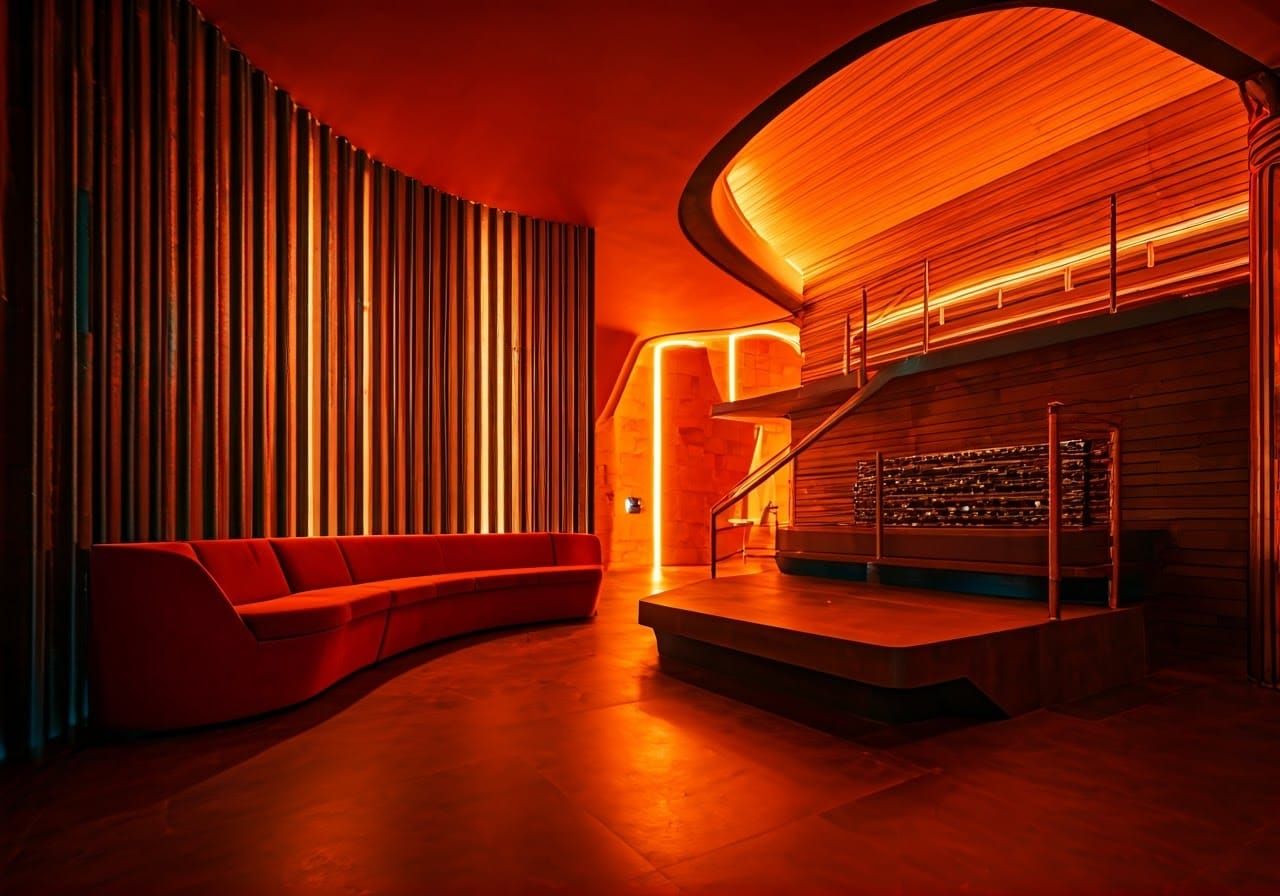 Space Age Sauna Interior in Joe Colombo Style