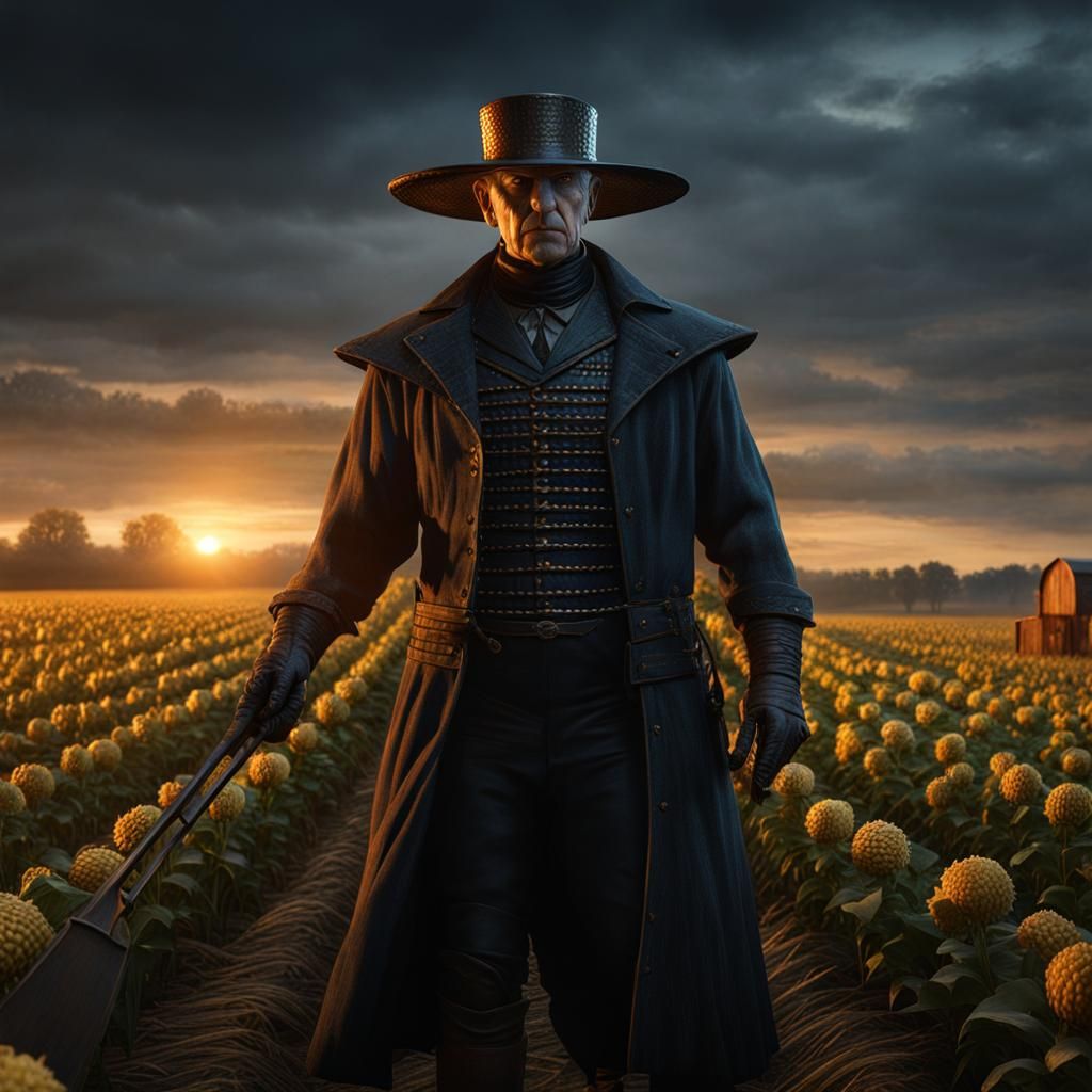 Pinhead as Iowa Farmer: Detailed Matte Painting