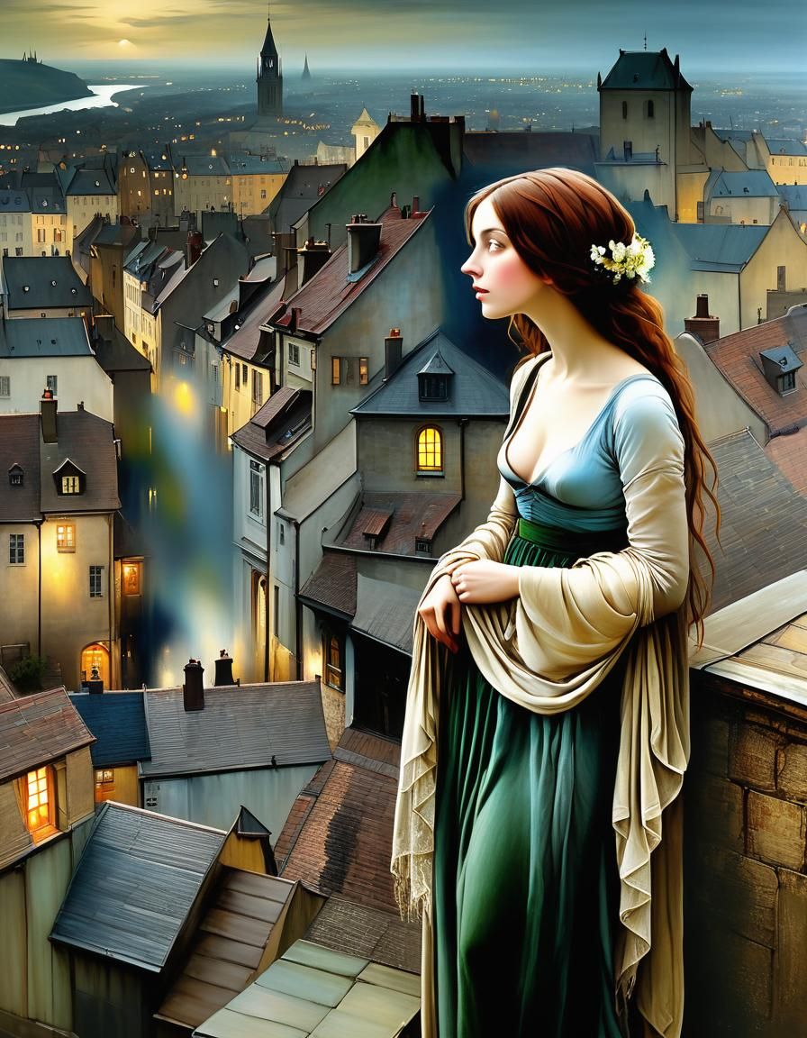 Night Cityscape in Atmospheric Perspective