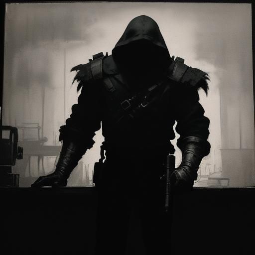 Sinister Mechanic Silhouette in Dark Workshop