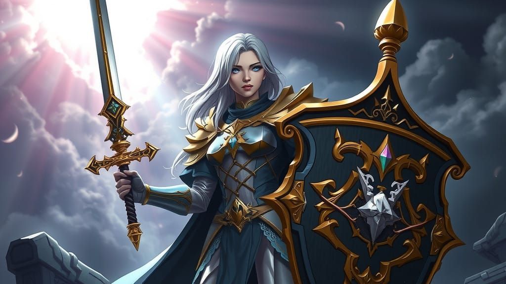 Ethereal Aasimar Paladin Radiates Celestial Power in Cyberpu...