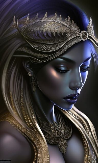 Dark Priestess Portrait in Hyperdetailed Digital Art