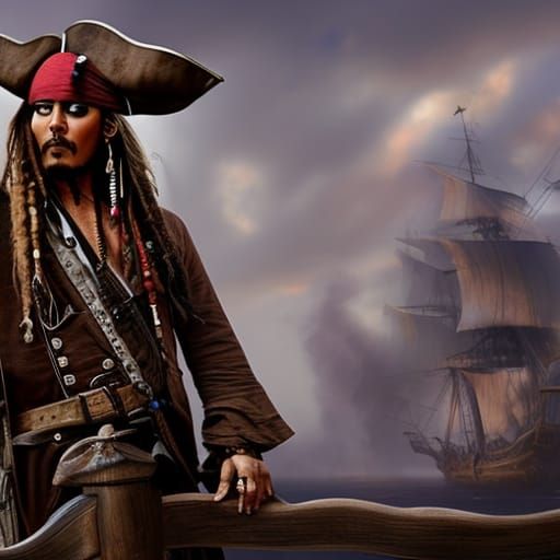 Jack Sparrow on the Black Pearl in HD