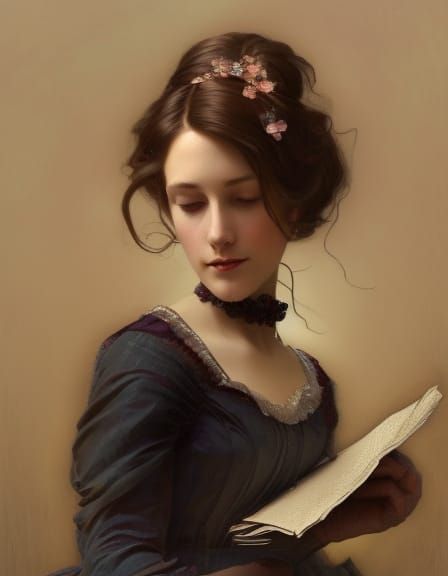 Victorian Woman Portrait in Art Nouveau Style