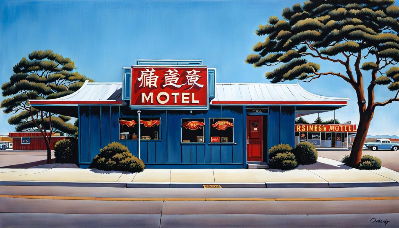 Chinese Restaurant Sign in Contemporary Nostalgia Style