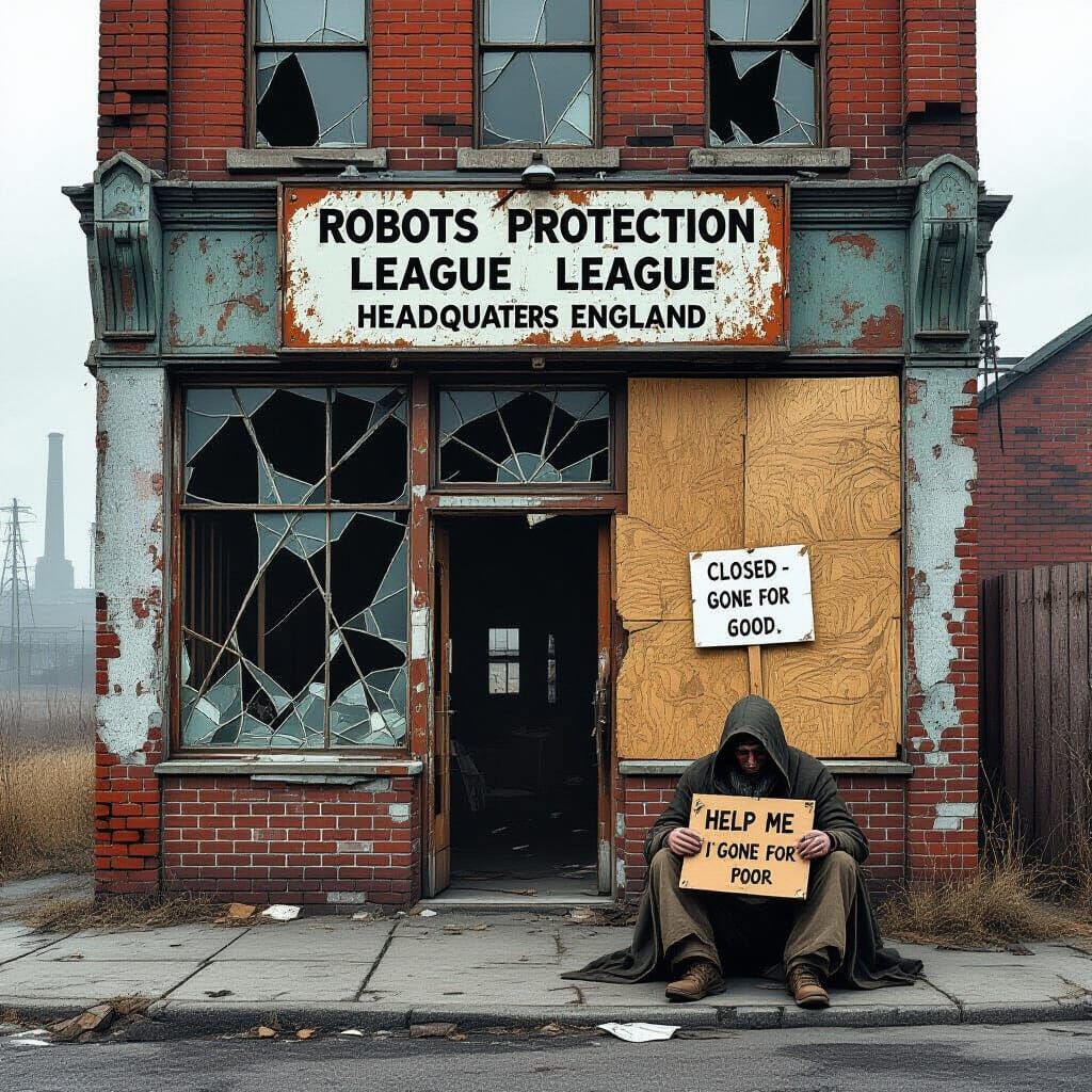 Dystopian Robots League HQ in Style of Syd Mead