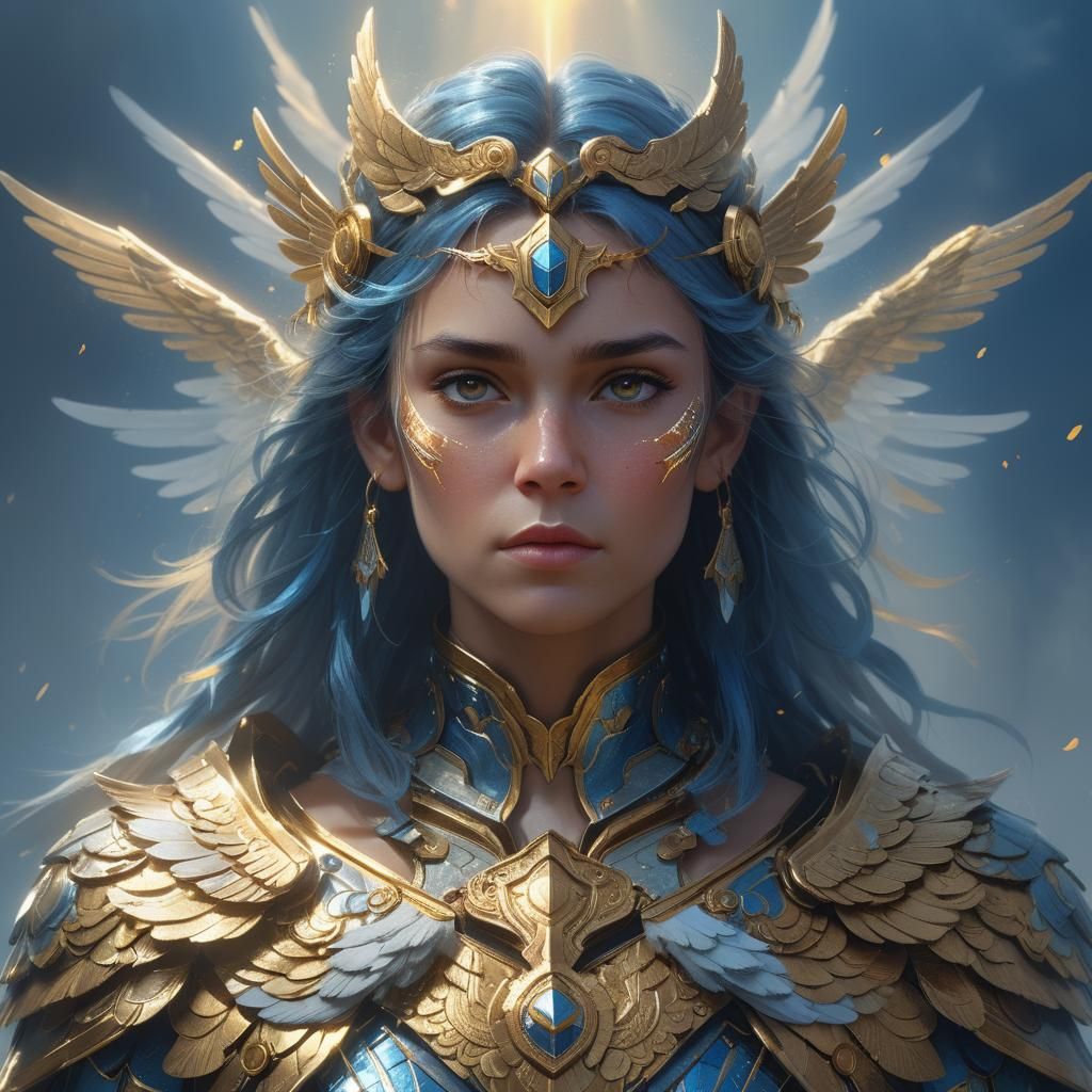 Majestic Valkyrie Portrait in Ethereal Golden Light
