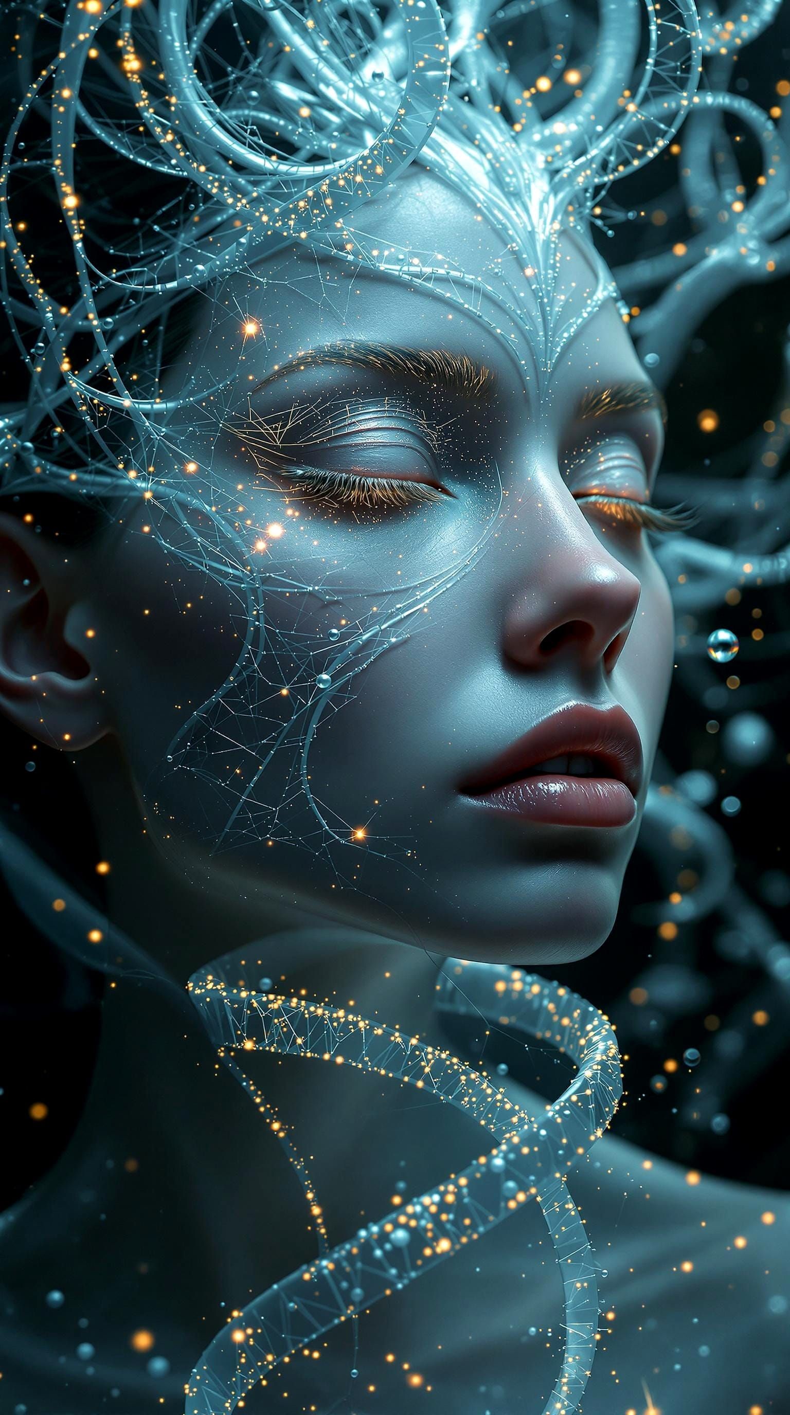 Ethereal Galactic DNA God Portrait in Surreal Style