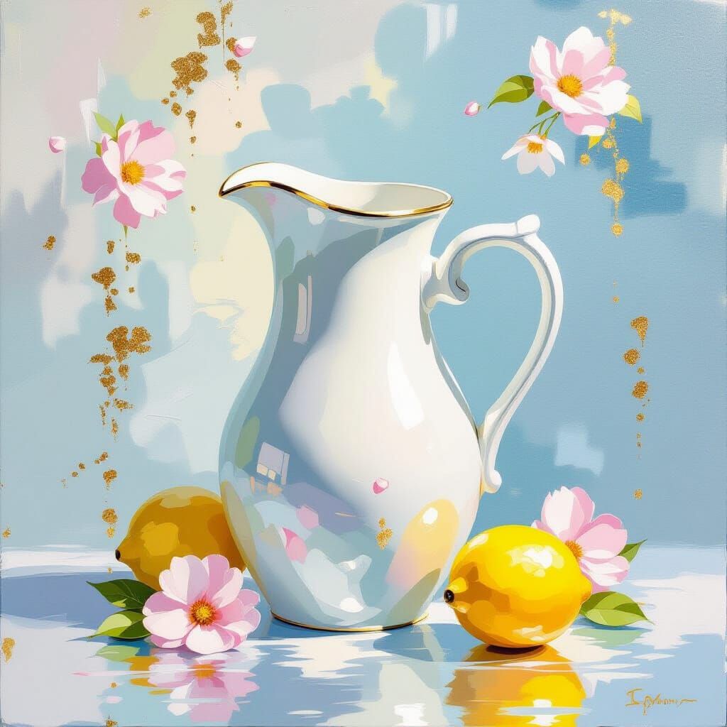 Milk Jug in Metamodern Style with Rococo, Impressionist, Rom...