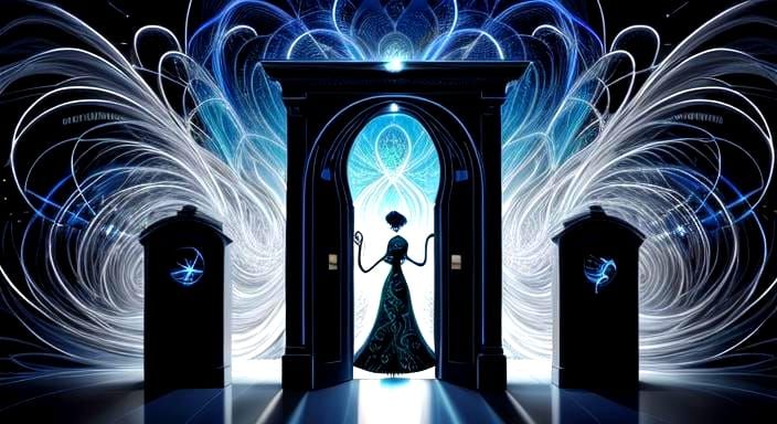 Platinum Gateway with Radiating Light in Magic Realism