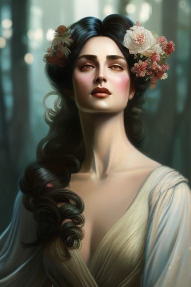 Woman in Silk Gown: A Dark Fantasy Portrait